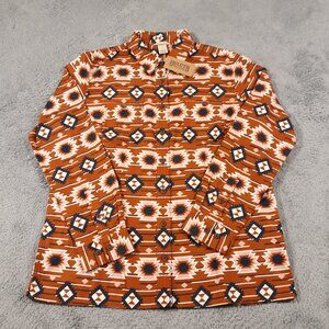 Duluth Free Swingin' Flannel Shirt Womens Size L Aztec Southwestern Brown NWT